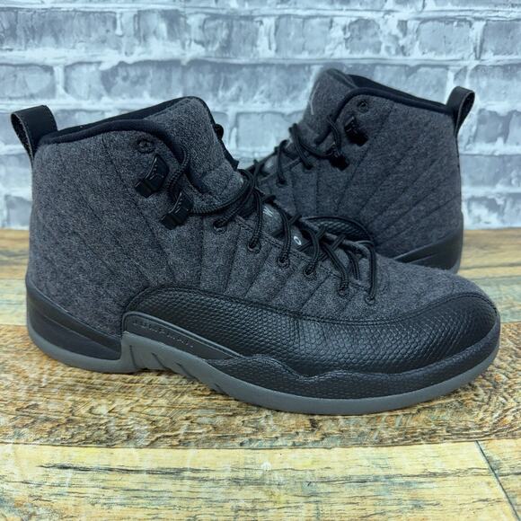 Nike Air Jordan 12 XII Retro Wool Black Grey Shoe 852627-003 Mens Size 9.5 main image 9